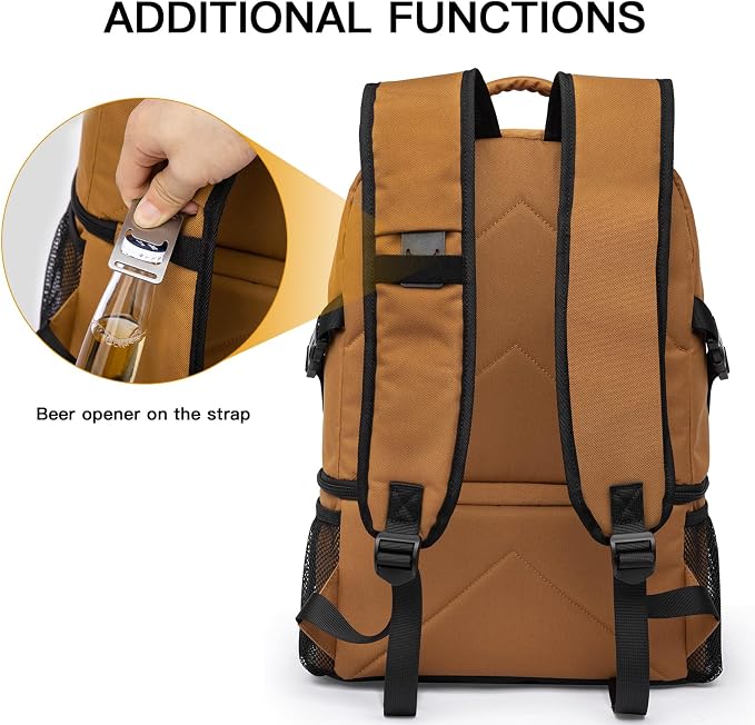 TUGUAN Insulated Cooler Backpack 38 Cans Double Deck Leakproof Lightweight Soft Lunch Backpack Small Cooler Bag Beach Picnic