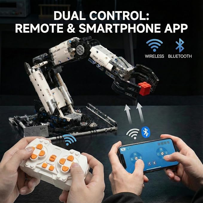 1029 PCS STEM Robotic Arm Kit for Kids Ages 8-16, Programmable DIY Robot Arm Building Toy with APP & Remote Control, Engineering Coding Robotics Kit, Educational Science Gift for Boys Girls