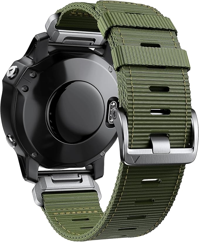 Adjustable 22mm Nylon Bands for Garmin epix pro 47mm, Fenix 8/7/6/5 (47mm) Band - Quick Fit 22 Watch Band for EPIX 2 47MM & Forerunner 955/965 - Nylon Watch Band for GARMIN (Green (Silver), 22mm)