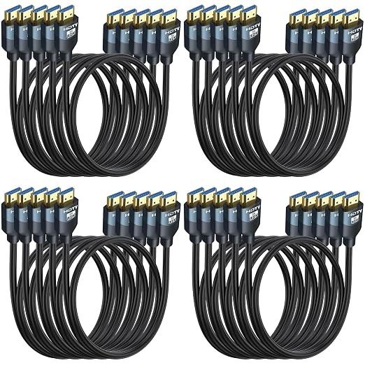8K HDMI 2.1 Cables 6FT 20-Pack, High Speed HDMI Gaming Monitor Cable for PS5 TV-8K ARC&eARC HDMI Cord-165/180/240Hz, HDCP2.3, 3D/HDR10 for Soundbar, PS5, PS4, TV, Xbox, Roku, Cinema, Computer, Monitor