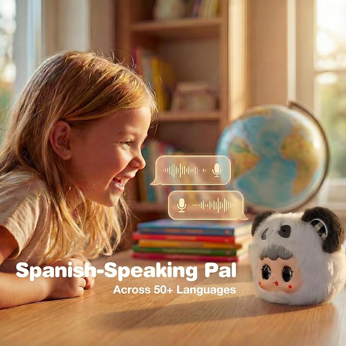Interactive AI Smart Plush Toy - Soft Talking Companion, Emotional Eyes, Screen-Free Multilingual Learning, Bedtime Storyteller, White Noise, Parental Control App, Gift for Kids 3+, Panda