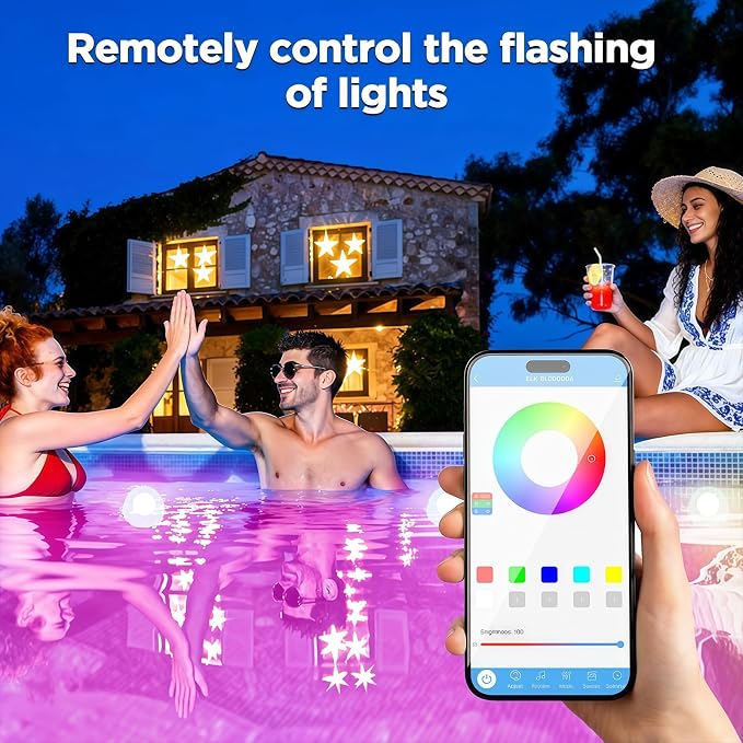 AHAWILL 50FT RGB Pool Lights for Inground & Above Ground Pools, Plug-in 8 Shell Pool LED String Lights,IP68 Waterproof, Remote/APP Control,16 Million Colors,44 Dynamic Modes for Swimming Pool Decor