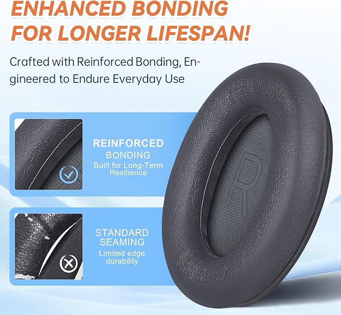 Aurivor Replacement Ear Pads for Bose QuietComfort 45 35 ii (QC45 QC35) Headphones, Earpads Cushions for QC SE SC & New Quiet Comfort (Deep Bass), with Softer Foam & Protein Leather (Eclipse Grey)