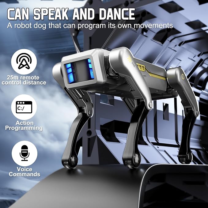 Smart Robot Dog for Kids, AI Programmable STEM Toy with 25+ Actions and Voice/Remote/App Control, Rechargeable Electronic Pet Gift for Boys & Girls Ages 6+(iOS & Android (Grey)
