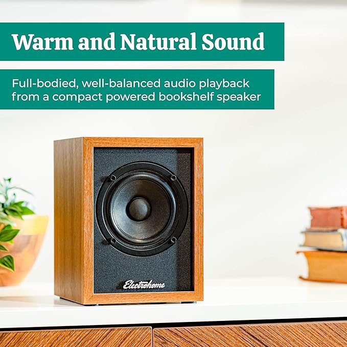 Electrohome Huntley Powered Bookshelf Speakers with Built-in Amplifier and 3" Drivers for Turntable, TV, PC and Wireless Music Streaming Featuring Bluetooth 5, RCA and Aux (EB10)