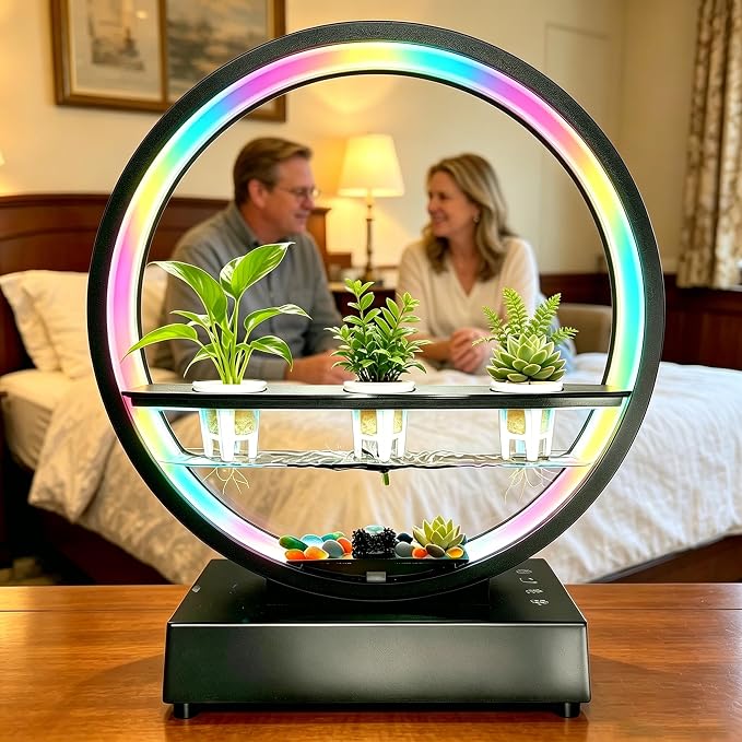 Led Atmosphere Lights with Bluetooth Speaker RGB Color Changing Table Lamp Dimmable Night Light USB Desk Ambient Lights for Mom Mother Kids Girls Gift Bedroom Office Home Decor (Plant Not Included)