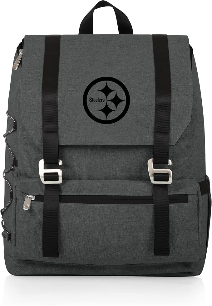 Picnic TIME NFL Pittsburgh Steelers OTG Traverse Backpack Cooler - Soft Cooler Backpack - Hiking Backpack, (Heathered Gray)