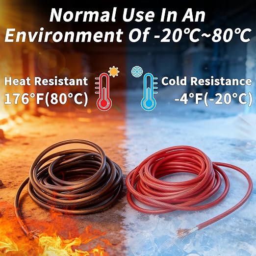 10 Gauge Wire(25FT Black + 25FT Red) Copper Clad Aluminum CCA Battery Cable, Primary Power/Ground Cable for Car Audio Speaker, RV Trailer, Amp, Inverter RV Truck, Solar Equipment, Translucent Jacket