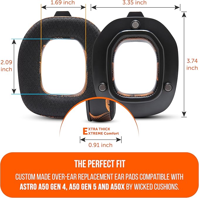 WC Freeze A50 - Cooling Gel Replacement Earpads for Astro A50 Gen 4, Gen 5 and A50X Only, Made by Wicked Cushions, Improved Durability, Thickness and Sound Isolation | Kinetic Wave