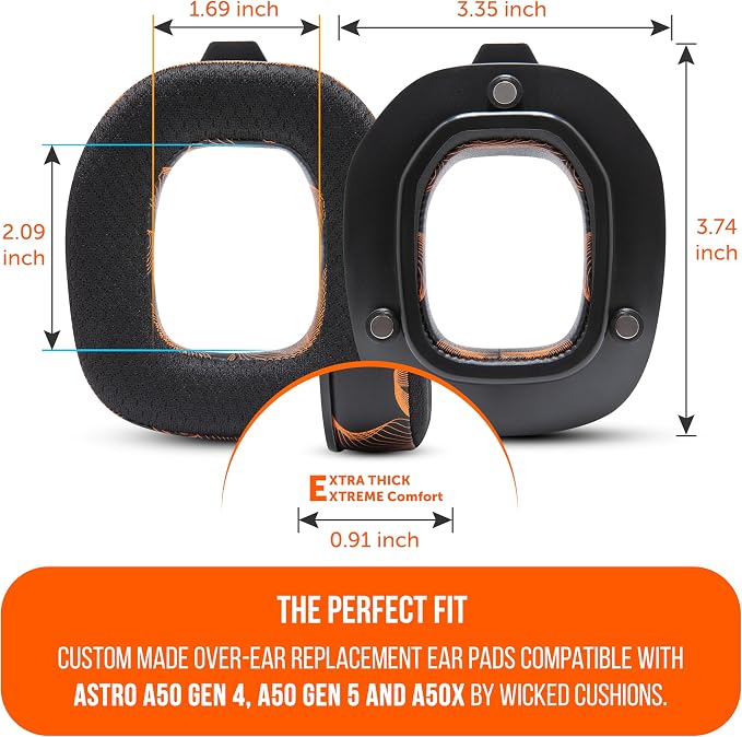 WC Mod Kit A50 - Cooling Gel Earpads + Headband Replacement for Astro A50 Gen 4, Gen 5 & A50X by Wicked Cushions | Enhanced Comfort, Cooling & Durability | Kinetic Wave