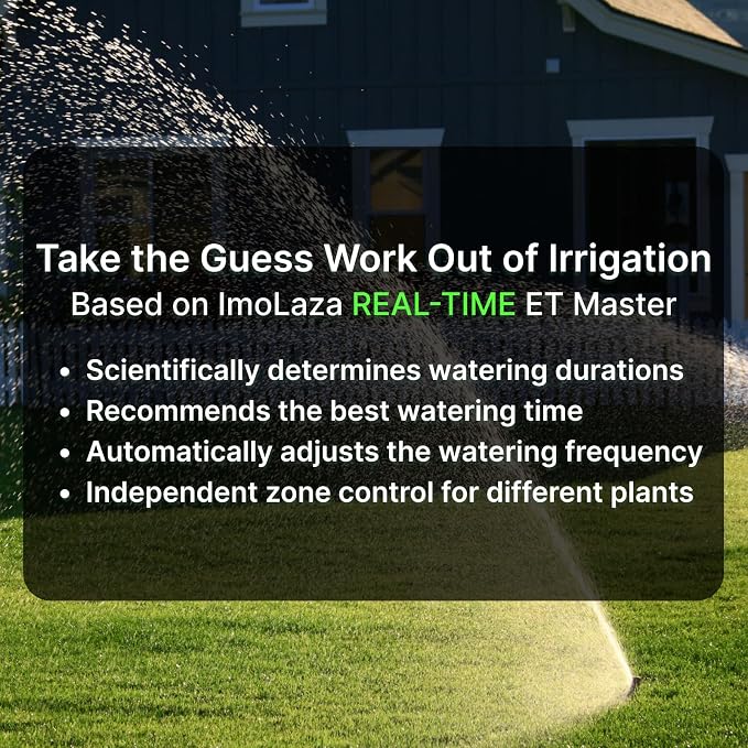 ImoLaza Indoor Smart Sprinkler Controller, ET Automatic Watering Irrigation Controller,2.4GHz WiFi, Ultra Water Saving via Rain/Wind/Freeze/Saturation Skip, App Remote Control & Fault Alerts (16-Zone)