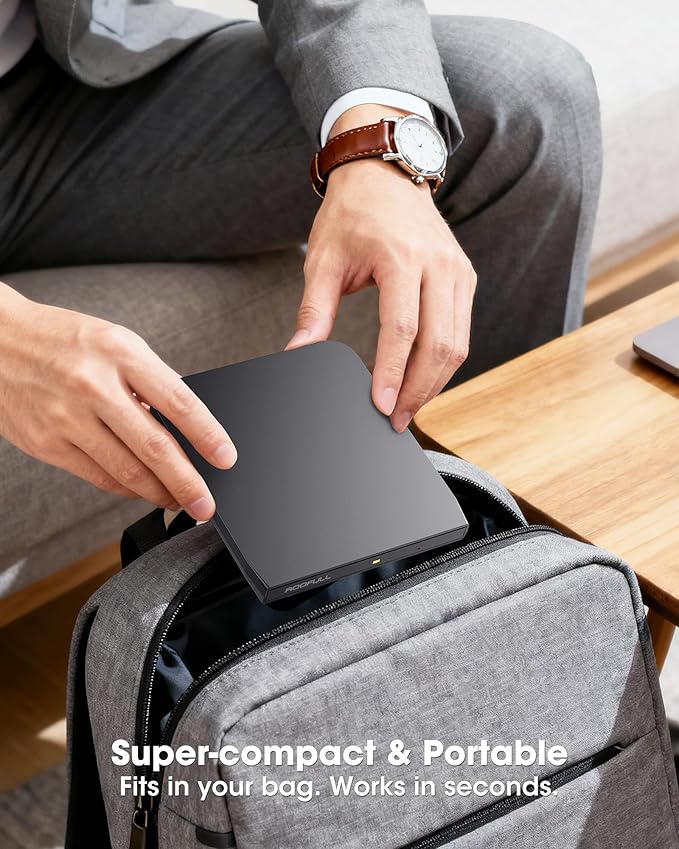 ROOFULL New USB 3.0 External CD DVD Drive with Ethernet Adapter, USB-A/C Ports, SD/TF Card Slot, Carrying Case, USB-C CD DVD Reader Burner Writer Player Optical Disc Drive for Windows & Mac Laptop PC