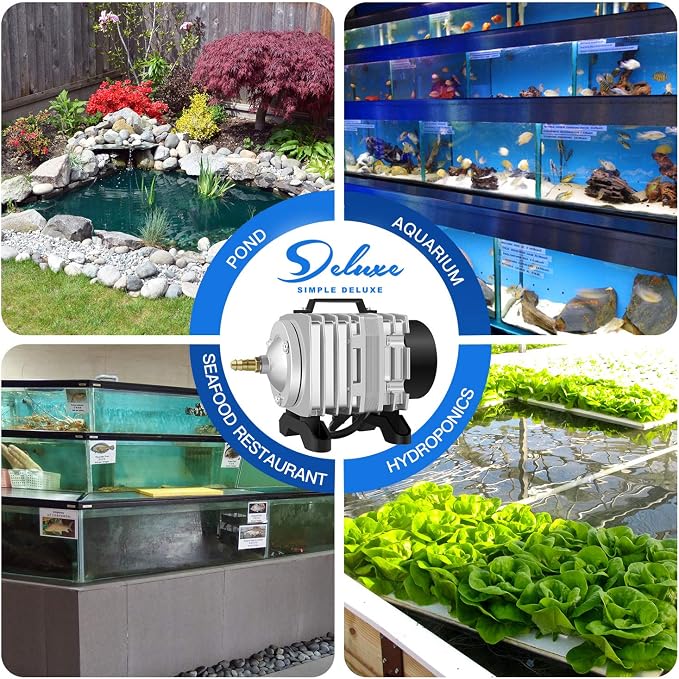 Simple Deluxe Air Pump with Adjustable Air Flow Outlets for Aquarium, Fish Tank and Hydroponic Systems