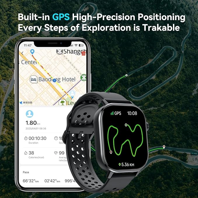 Smart Watch for Men Women (Answer/Make Calls), 2026 New Fitness Tracker Built-in GPS, 2.06"HD Fitness Watch with 110+ Sports Modes, Heart Rate/Sleep Monitor, 5ATM Waterproof for Outdoor Android iOS