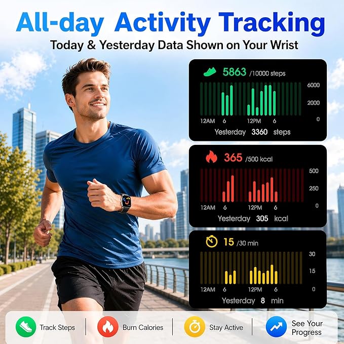 Stiive Pedometer Watch Senior Friendly No App/Phone Required, Waterproof Fitness Tracker Watch with Step Counter Calories/Sleep Tracker for Walking Running for Men Women