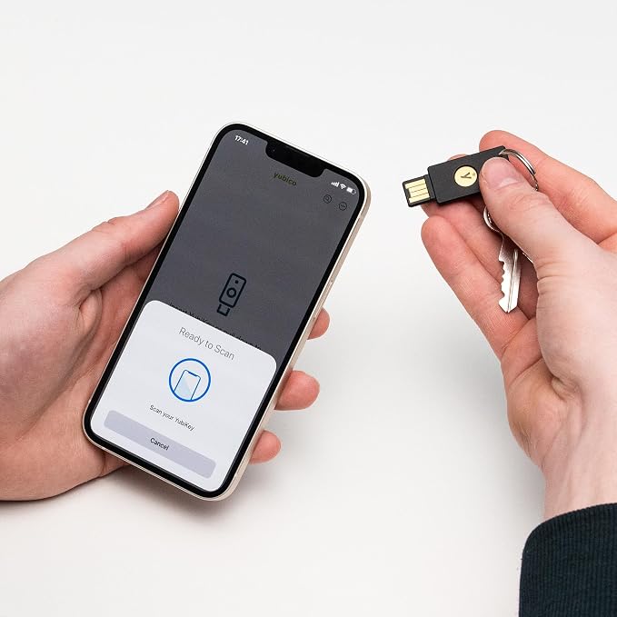Yubico - Security Key NFC - Basic Compatibility - Multi-Factor authentication (MFA) Security Key, Connect via USB-A or NFC, FIDO Certified (Pack of 2)