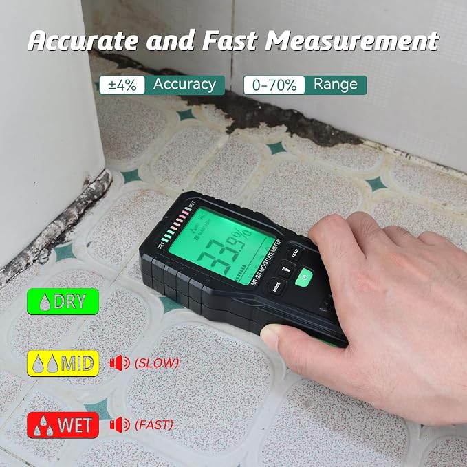Pinless Moisture Meter for Walls, Wood Non-Invasive Moisture Detector | 19mm Deep Scan, Digital LCD Display, Water Damage Detection, Home Inspections & Renovation,Built in Flashlight
