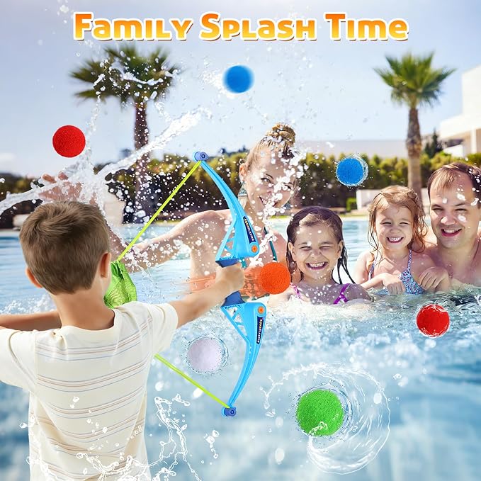 25Pcs Reusable Water Balloons with 2pcs Bow and Arrow for Kids, Pool Beach Water Fight Equipment for Boys and Girls, Outdoor Summer Toys for Kids Ages 3-12