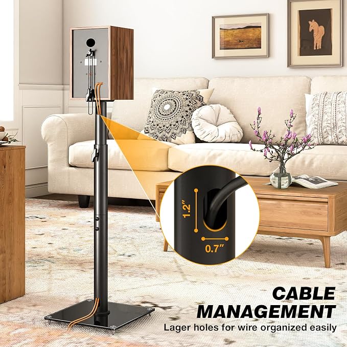 5Rcom Universal Speaker Stands with 360° Swivel, Height Adjustable Bookshelf Speakers Stand from 32" to 43", Speaker Stands Pair to 11 lbs Per Stand for Satellite and Studio