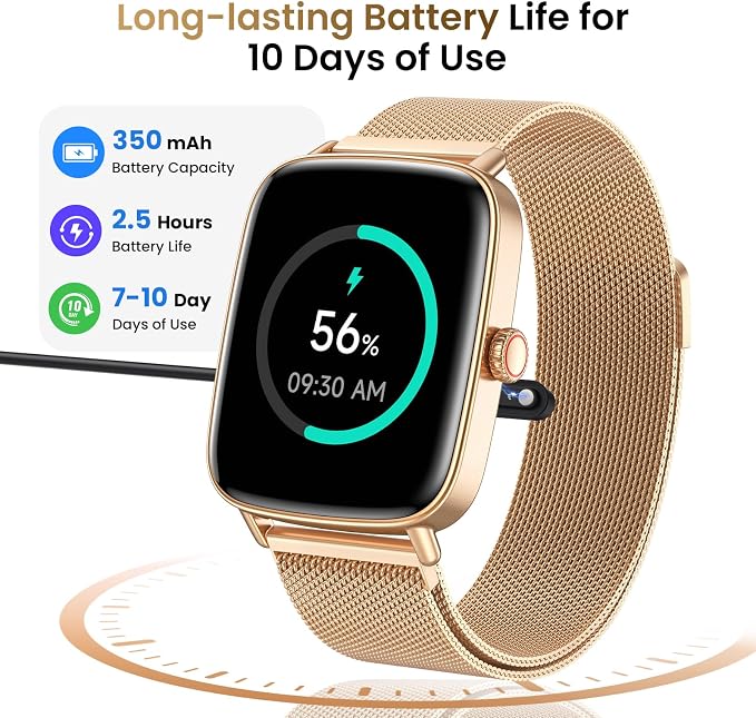 Gydom Smart Watch for Women and Men, 1.85" HD Activity Fitness Trackers for iPhone/Android/Samsung (Answer/Make Calls), Heart Rate/SpO2/Sleep/Period Monitor, 101+ Sports Modes, IP68 Waterproof, Golden