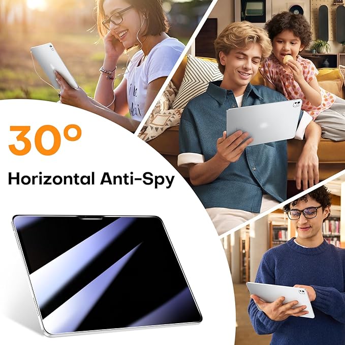 OMOTON 2 Pack Privacy Screen Protector for iPad Pro 11 inch M5 M4 (6th&5th Generation, 2025/2024), Anti-Spy Tempered Glass with Easy Installation Tray, Case Friendly, Compatible with Apple Pencil