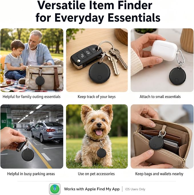 Key Finder 5 Pack for Apple Find My App, iOS Tracker Tags | iOS Only Bluetooth Finder for Keys, Wallets and Luggage