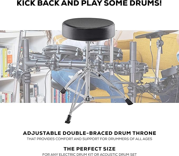 Alesis Drum Essentials Bundle - Complete Electric Drum Set Accessory Pack including a Drum Throne and On-Ear Headphones