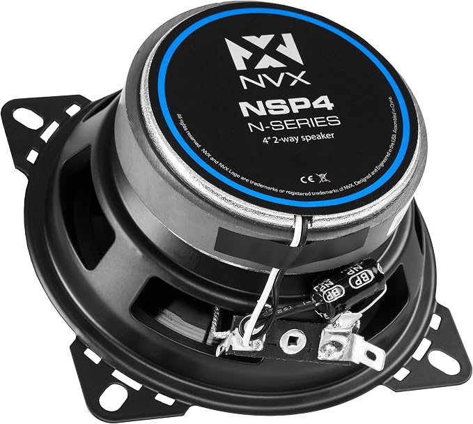 NVX NSP4 4" Car Speakers, 300W Max, 100W RMS, 2-Way Coaxial w/Silk Dome Tweeters & Built-in X-Overs, Easy to Install in Cars/Trucks/Doors (Pair)