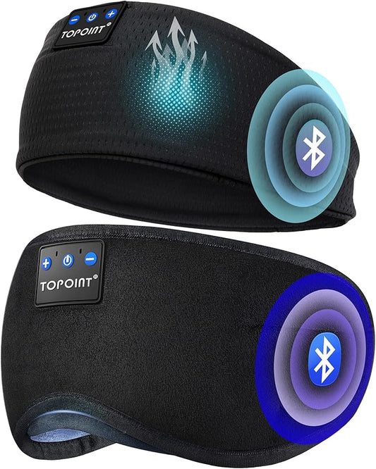 TOPOINT Sleep Headphones Headband Bluetooth and Sleep Mask with Headphones Bluetooth