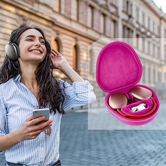 co2CREA Hard Case with Sleep Mode Replacement for Apple AirPods Max 2 / AirPods Max Wireless Over-Ear Headphones (Rose Case)