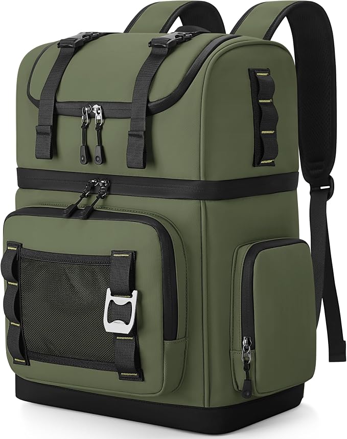 Large Waterproof Insulated Cooler Backpack for Men & Women, Double Decker Leak Proof Cooler Backpack for Beach, Camping, Picnic, Travel, 26L, 44Cans