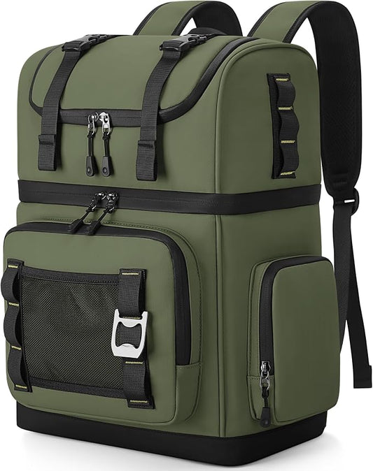 Large Waterproof Insulated Cooler Backpack for Men & Women, Double Decker Leak Proof Cooler Backpack for Beach, Camping, Picnic, Travel, 26L, 44Cans