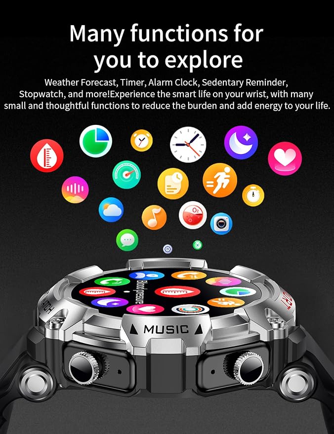 Military Smart Watch with Earbuds (Answer/Make Calls), 1.52" Smart Watches for Men Women,110+ Sport Modes Fitness Tracker, Fitness Watch for iOS Android SmartWatchs