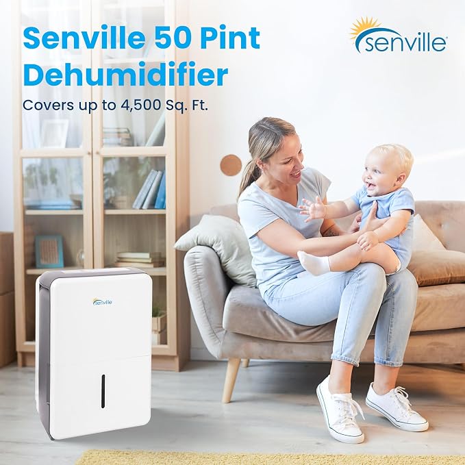 Senville SENDH-50AEN1 50 Pint Dehumidifier for Large Rooms, Basement, Up to 4500 Sq. Ft.