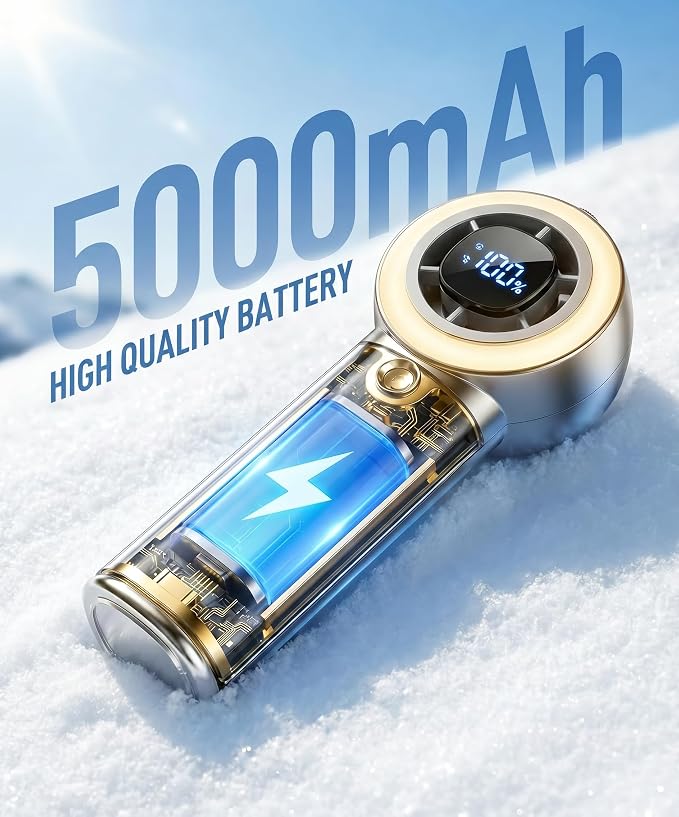 Portable Fan with Mist, Handheld Fan with 1-199 Speed, AC-Level Ice Cooling Personal Fan, 26000 RPM Powerful Turbo Fan, 40ml Water Tank & 5000mAh Battery Mini Fan for Travel, Makeup, Camping, Outdoors