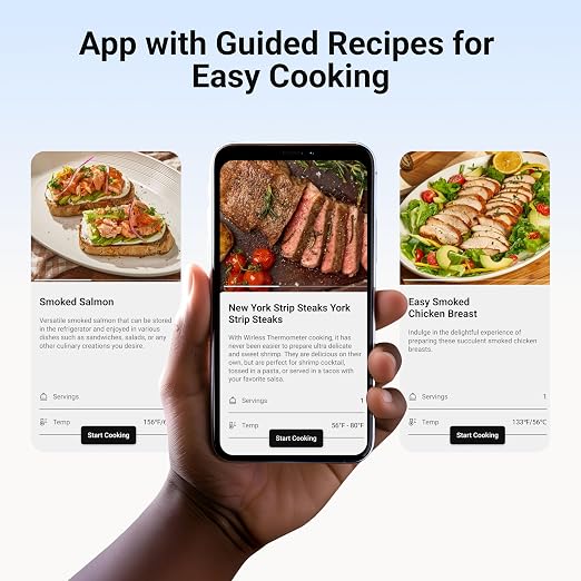 ThermoMaven Smart Bleutooth Wireless Meat Thermometer, Standalone Base, WiFi Unlimited Range, NIST Certified Accuracy, Smart App Alerts for Grill, Oven, Smoker, BBQ, Gray