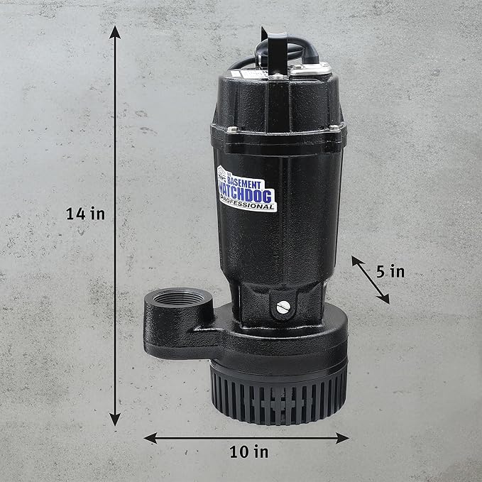 The Basement Watchdog ½ HP Submersible Sump Pump w/Copper-Wound PSC Motor - 4,100 GPH - Caged Microreed Dual Float Switch (BWT050)