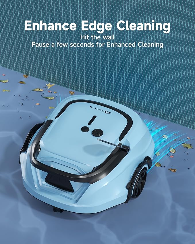 2026 Cordless Robotic Pool Vacuum for Above Ground Pools, Automatic Pool Cleaner Featuring Powerful Suction, LED Status Light & Dual‑Layer Filters, 2.5‑Hour Rapid Charging, Self‑Parking，Blue