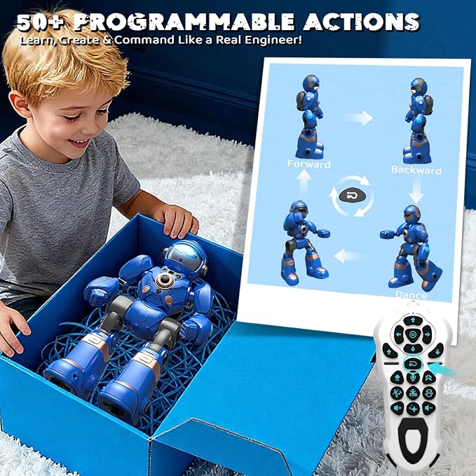 2-in-1 Robot Toy & Robot Dog for Kids 3-12, Interactive Remote Control Smart Robots with Voice, Touch & Follow, Programmable Dancing Singing Walking Features, Birthday for Boys & Girls