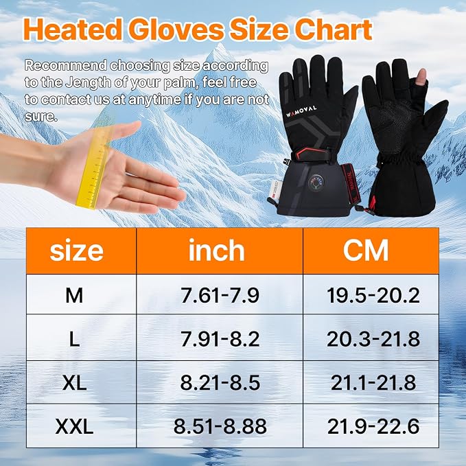 Heated Gloves, 7.4V Rechargeable Hand Warmer for Men Women, Up to 8 Hours, 3 Heat Settings, Windproof Thermal Fleece 3-Finger Magnetic Flip for Hunting/Fishing/Photography/Drone, Touchscreen
