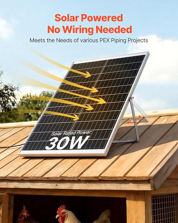 VEVOR Solar Powered Fan, 30W Solar Panel with 2 Fans, Adjustable Solar Panel Angle, 2668 RPM High-Speed, Flexible Installation, Fast Air Exchange for Greenhouse, Grow Tents, Chicken Coops, Shelters