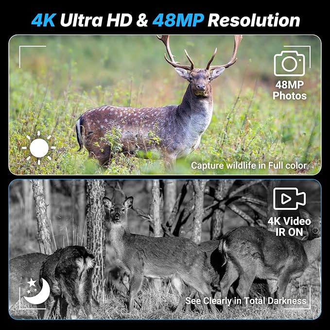 WOSPORTS 4K Night Vision Goggles - 48MP Photo, up to 80x Magnification, 10X Optical & 8X Digital Zoom, 1015FT Vision, 3" Screen, 5000mAh Rechargeable Battery, Outdoor Camping, Gift for Men