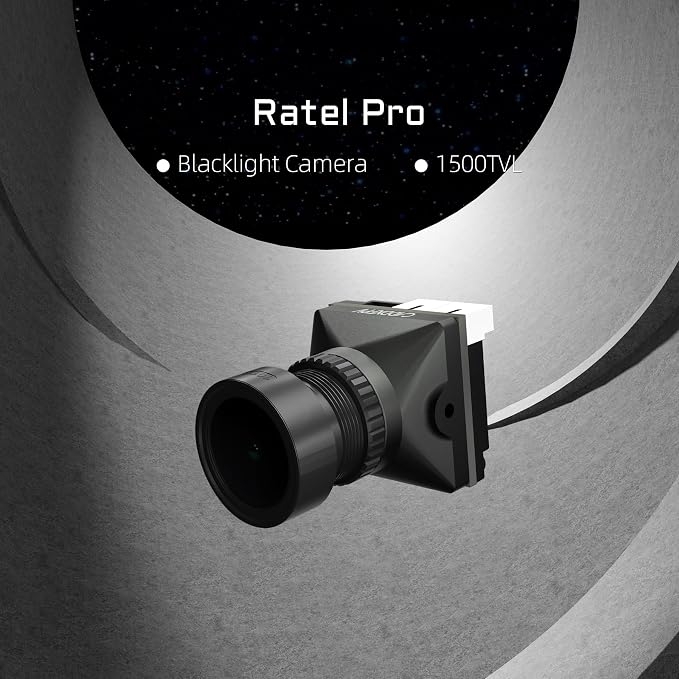 CaddxFPV Ratel Pro FPV Micro Camera - Ratel Pro, 1/1.8" Sensor, 1500TVL WDR, NTSC/PAL & 16:9/4:3 Switchable, OSD Menu, 2.8mm Lens, 125° FOV, Low-Light Analog Camera for Racing Drone