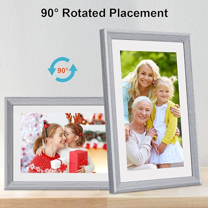 FRAMEO Digital Picture Frame WiFi 10.1 inch IPS Touch Screen HD Display,16GB Storage, Auto-Rotate,Easy Setup to Share Photos or Videos via Frameo APP