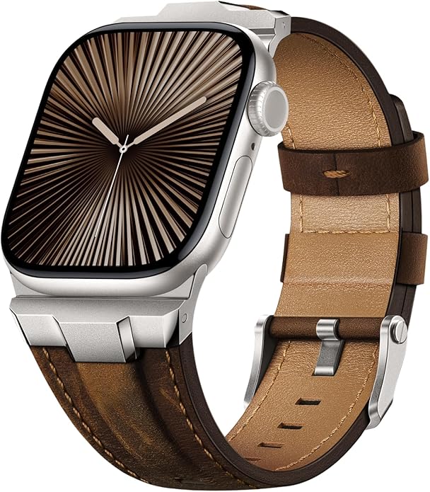 Suitisbest Leather Band Compatible for Apple Watch Ultra Band 49mm 46mm 45mm 44mm 42mm 41mm 40mm, Genuine Leather Replacement Strap for iWatch series 11 10 9 8 7 6 5 4 3 2 1, SE 3 2 1, Ultra 3 2 1