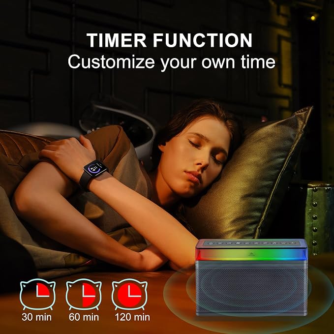 LUXSWAY Bluetooth White Noise Machine with 70 Sounds,LED Bedside Lamp,USB Rechargeable,Adjustable Brightness,Timer & Bluetooth Speaker Machine for Sleep, Relaxation and Reading