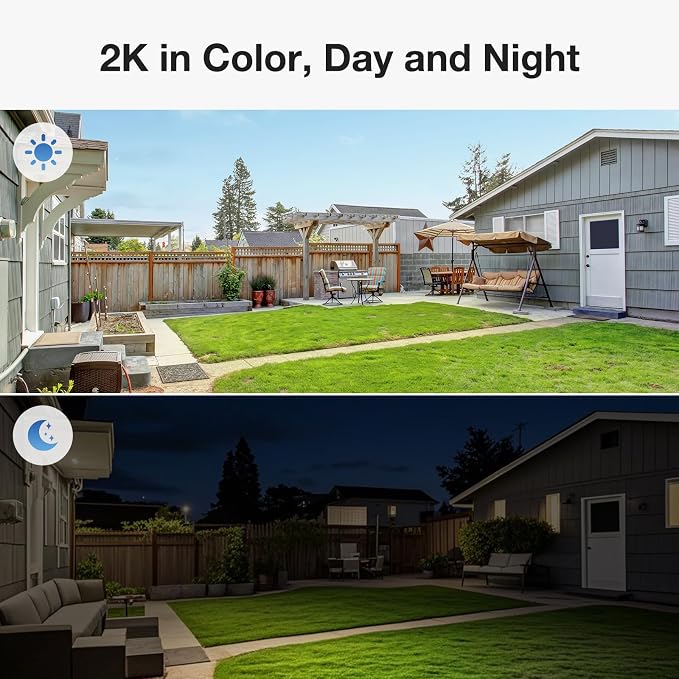 TKENPRO Dual Lens Solar Security Cameras Wireless Outdoor, 2K Full HD Video, 360° View Pan/Tilt Home Security Camera with Color Night Vision, Easy to Install, PIR Alarm, 2.4GHz WiFi