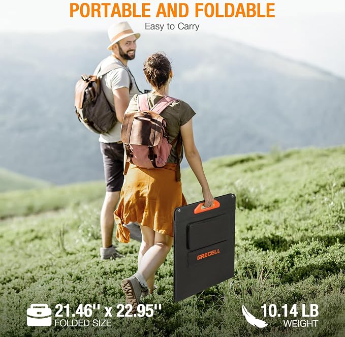 200W Portable Solar Panel for Power Station Generator, 12V/24V Flexible Foldable Solar Panel Kit Lightweight High-Efficiency Solar Charger Power Backup for Outdoor Van Camper Boat Caravan Off-Grid