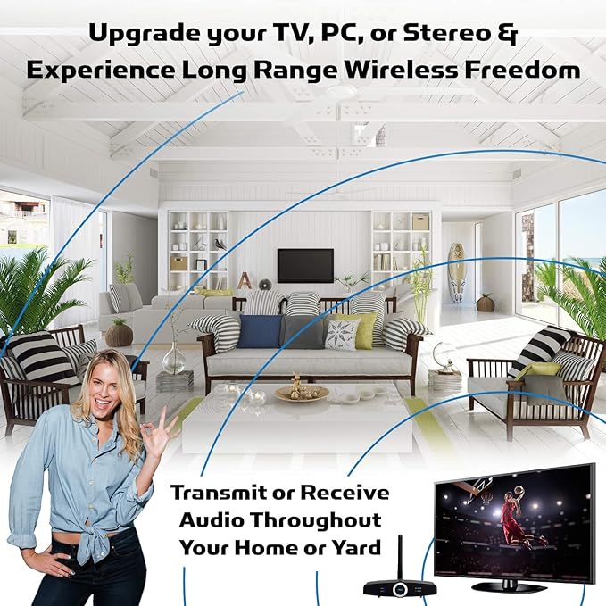 Long Range Bluetooth Transmitter or Receiver, Audio Only for TV PC Stereo, Connect Speaker, Headphones, Phone, aptX Low Latency Wireless Adapter, Listen in HD No Delay Optical RCA 3.5mm (Home RTX 2.0)