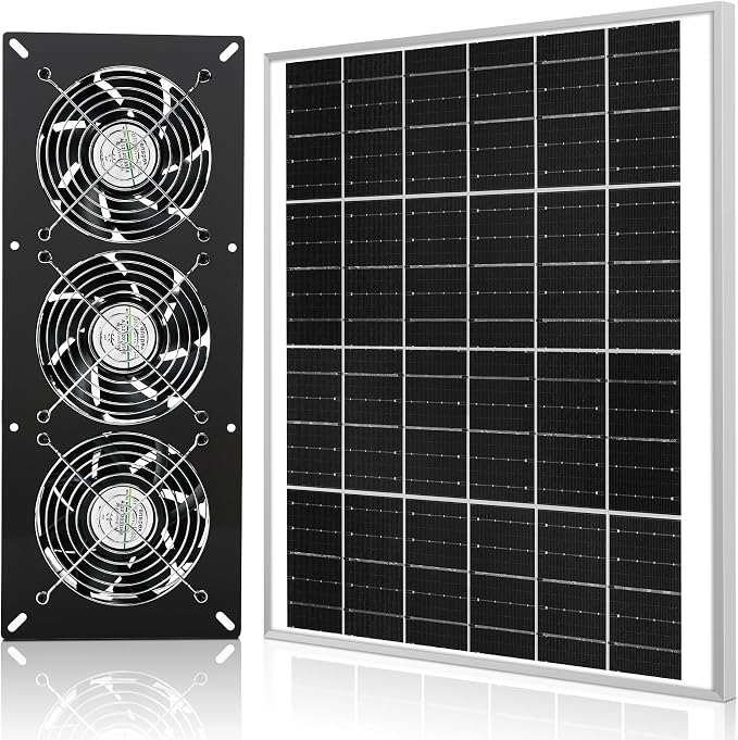 Fanspex Solar 3 Fan Kit, Waterproofed Solar Powered Fans for Outdoor Chicken Coop, Greenhouse & Shed Intake or Exhaust Air